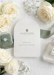 Stationery Mockup – Partecipazione Arco - Nastro Raso e Rose bianche