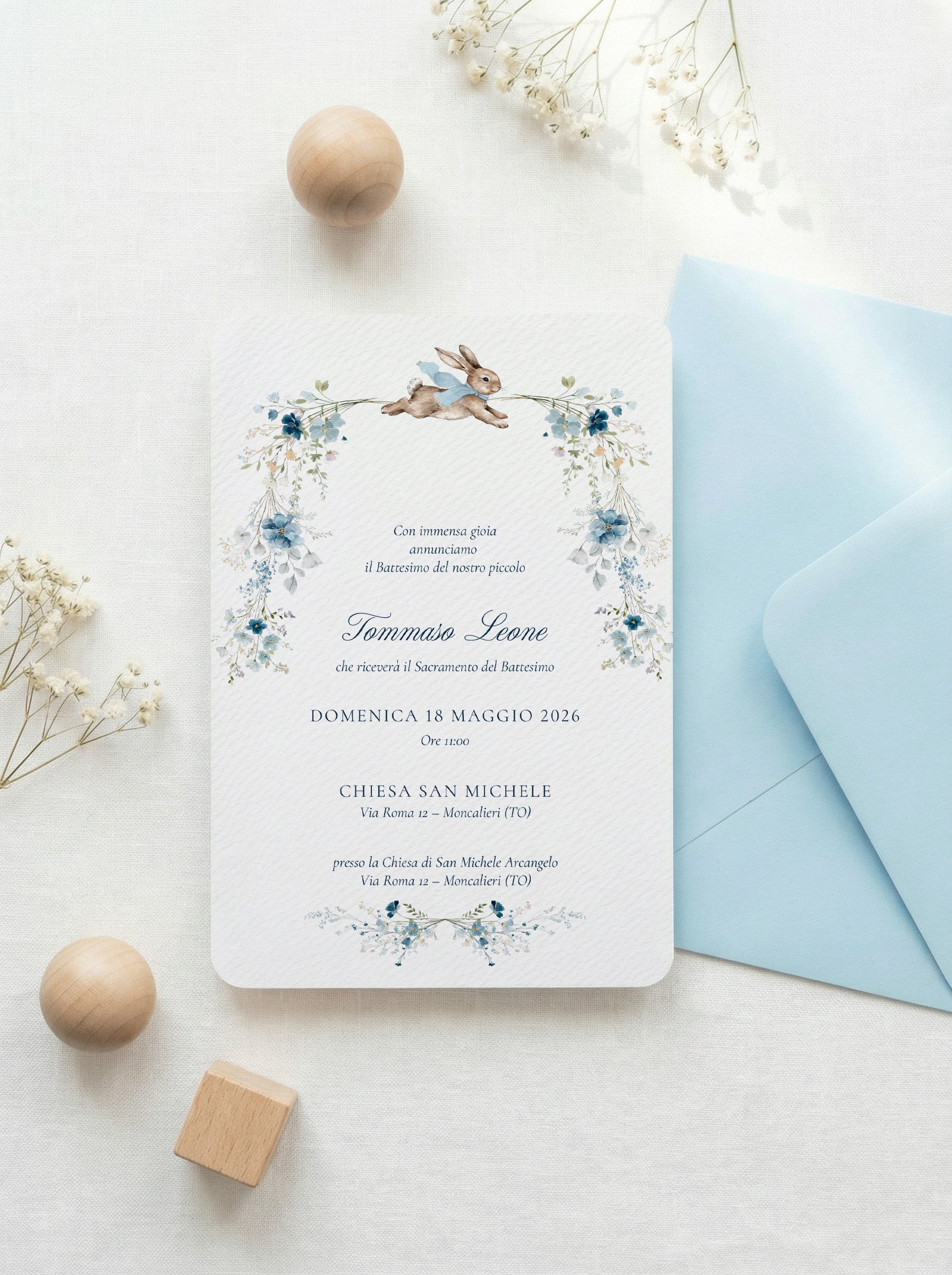 Invito Battesimo - Bunny Bloom