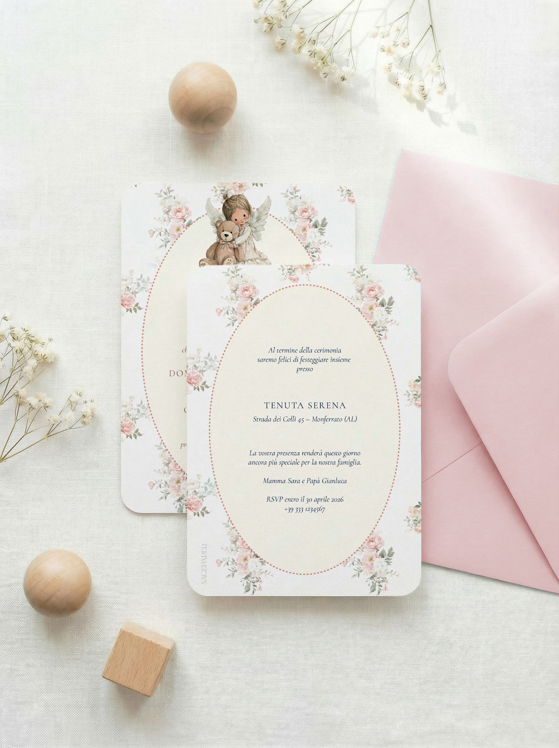 Invito Battesimo - Angel Blush