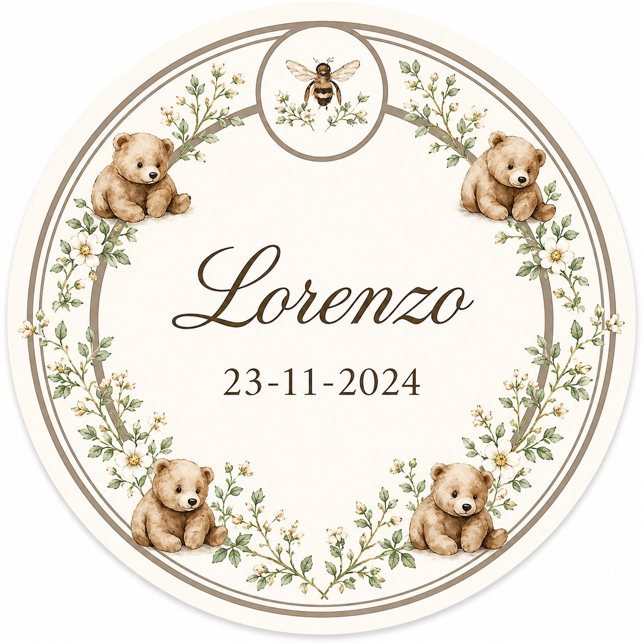 Adesivo per barattolo Orso e Ape