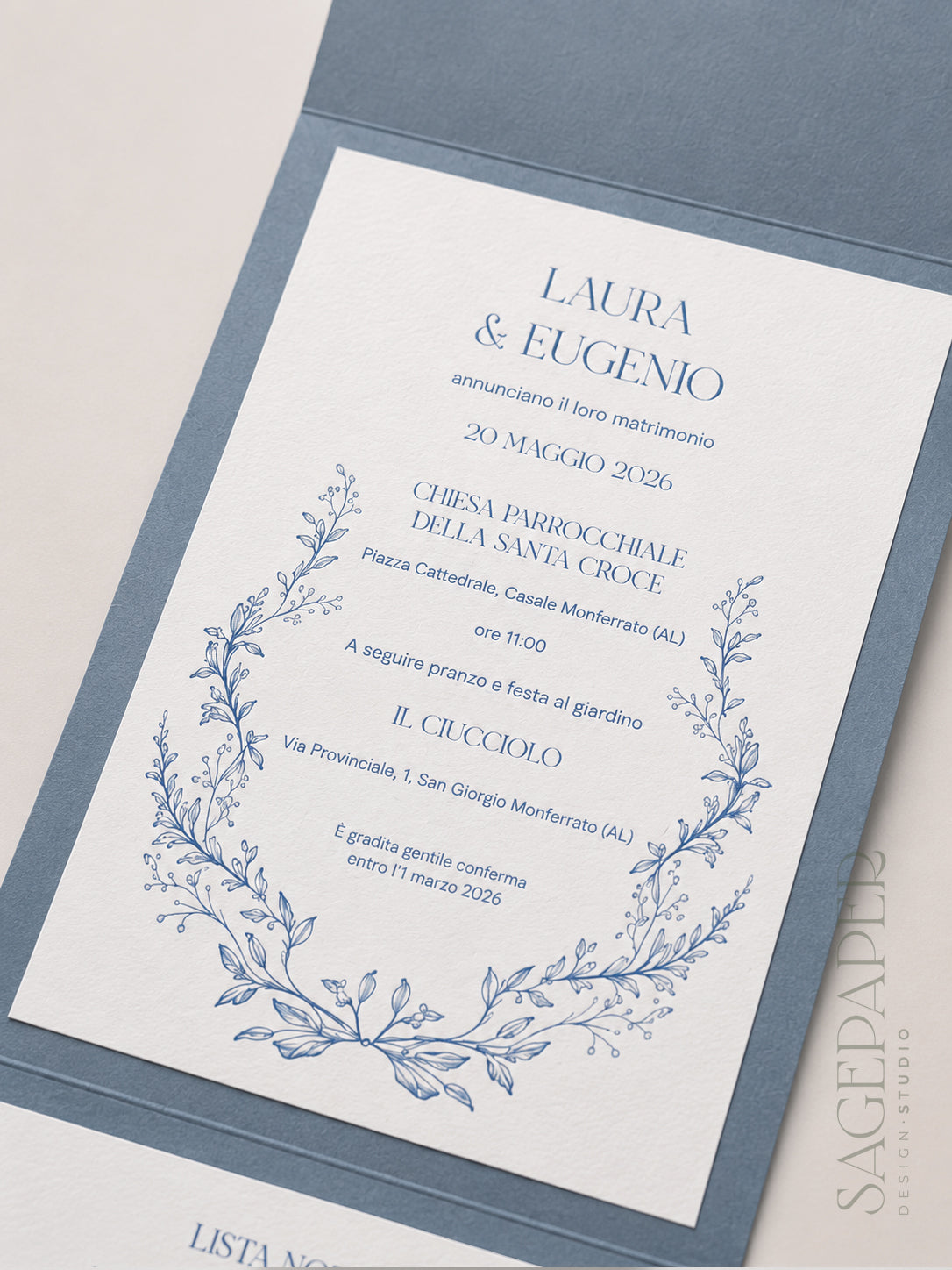 Partecipazione di matrimonio Indigo
