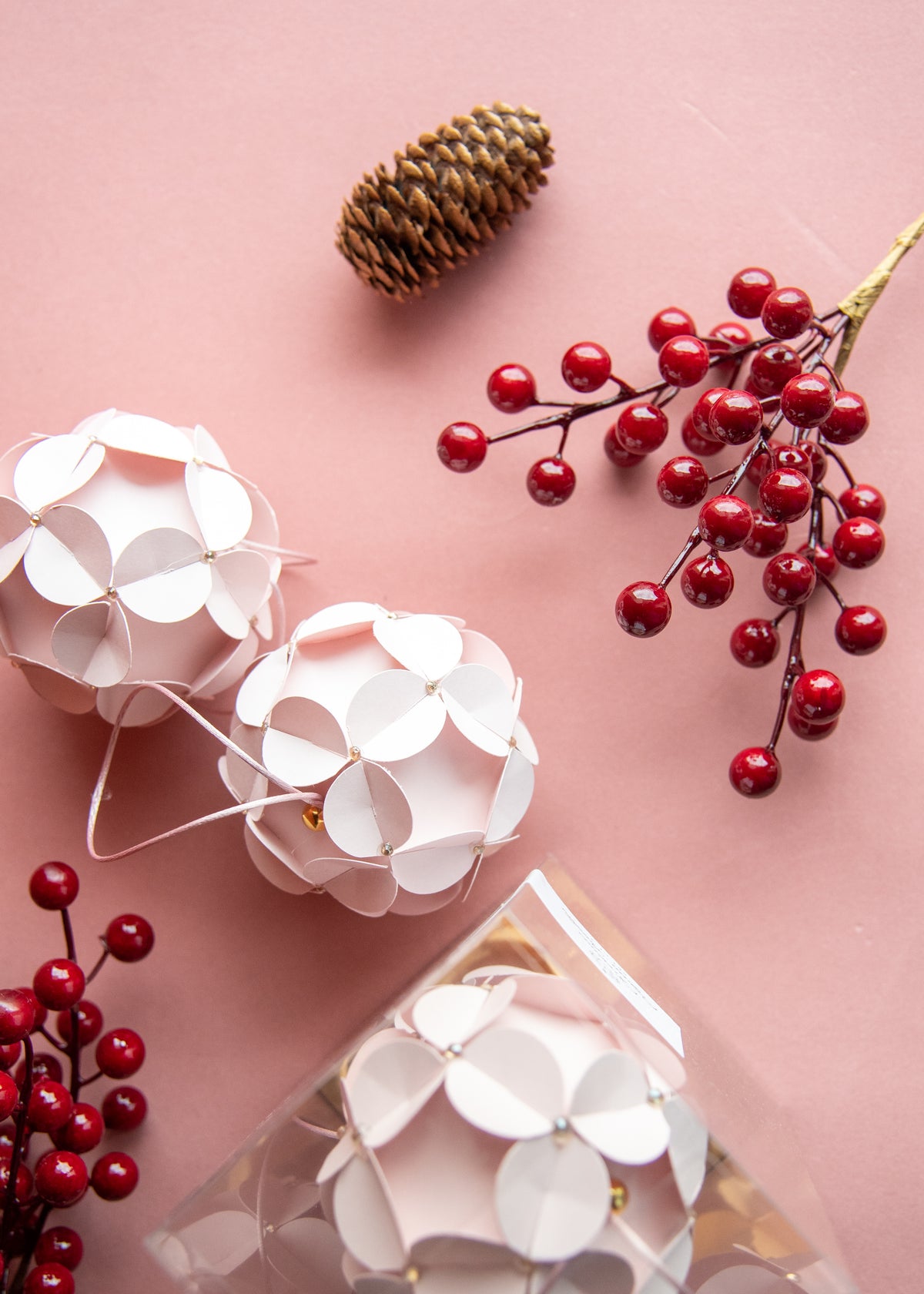 Christmas Origami Baubles – Set da 2- Rosa