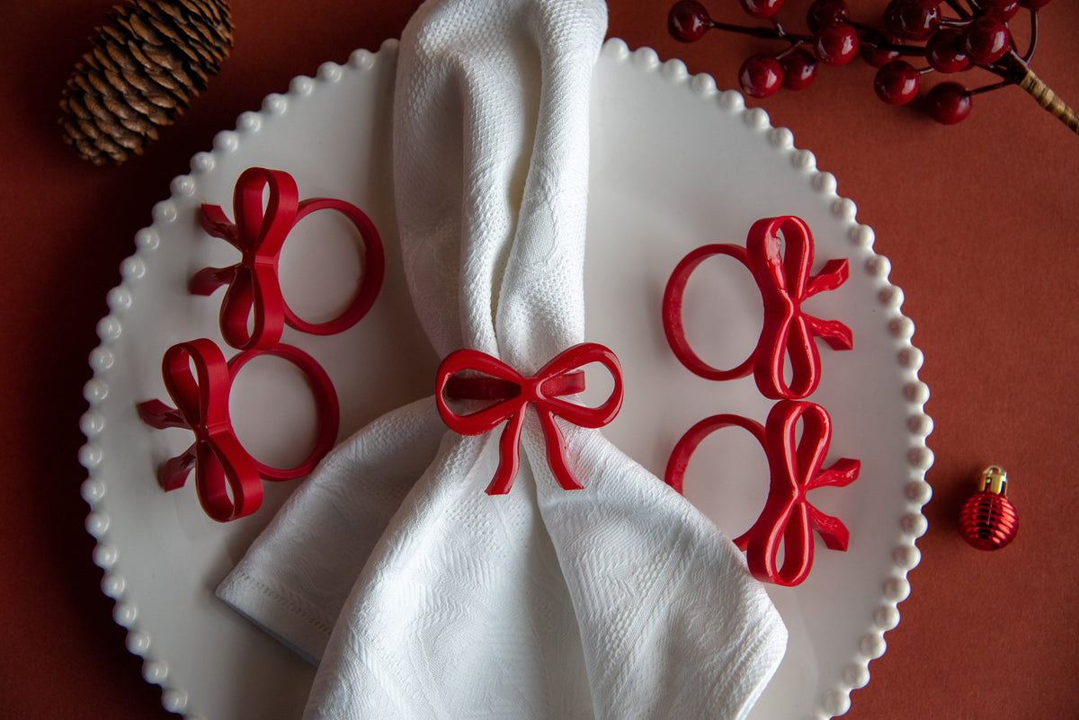 Bow Rings – Portatovaglioli a Fiocco Rosso