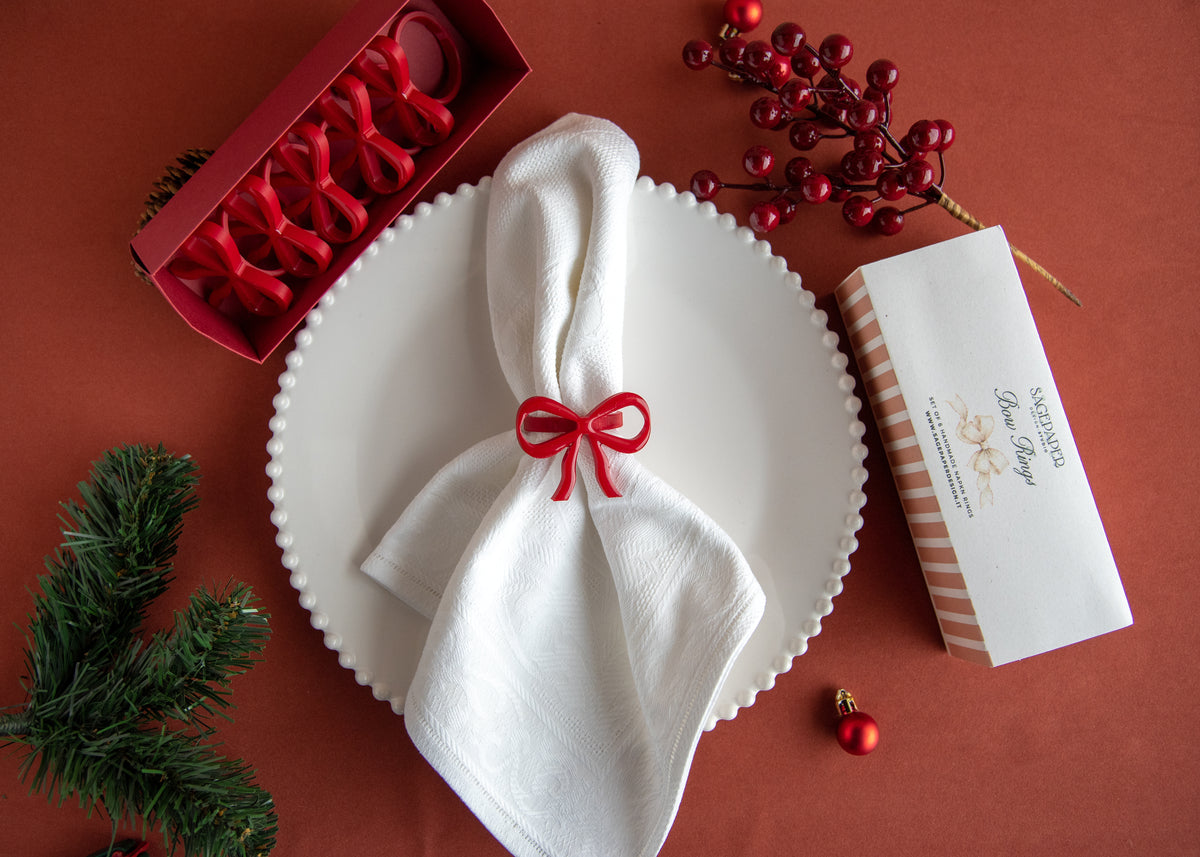 Bow Rings – Portatovaglioli a Fiocco Rosso