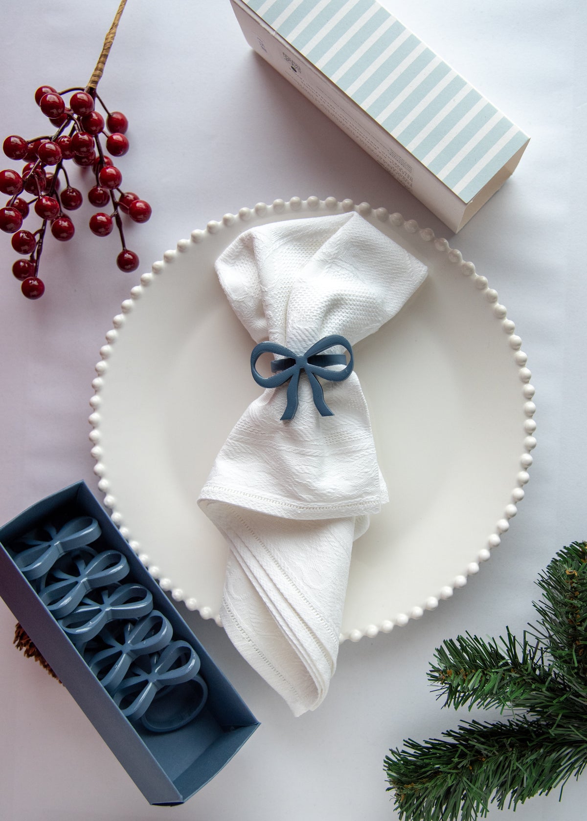 Bow Rings – Portatovaglioli a Fiocco Blu