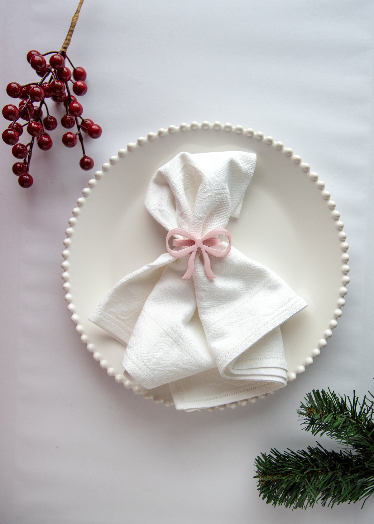 Bow Rings – Portatovaglioli a Fiocco Rosa