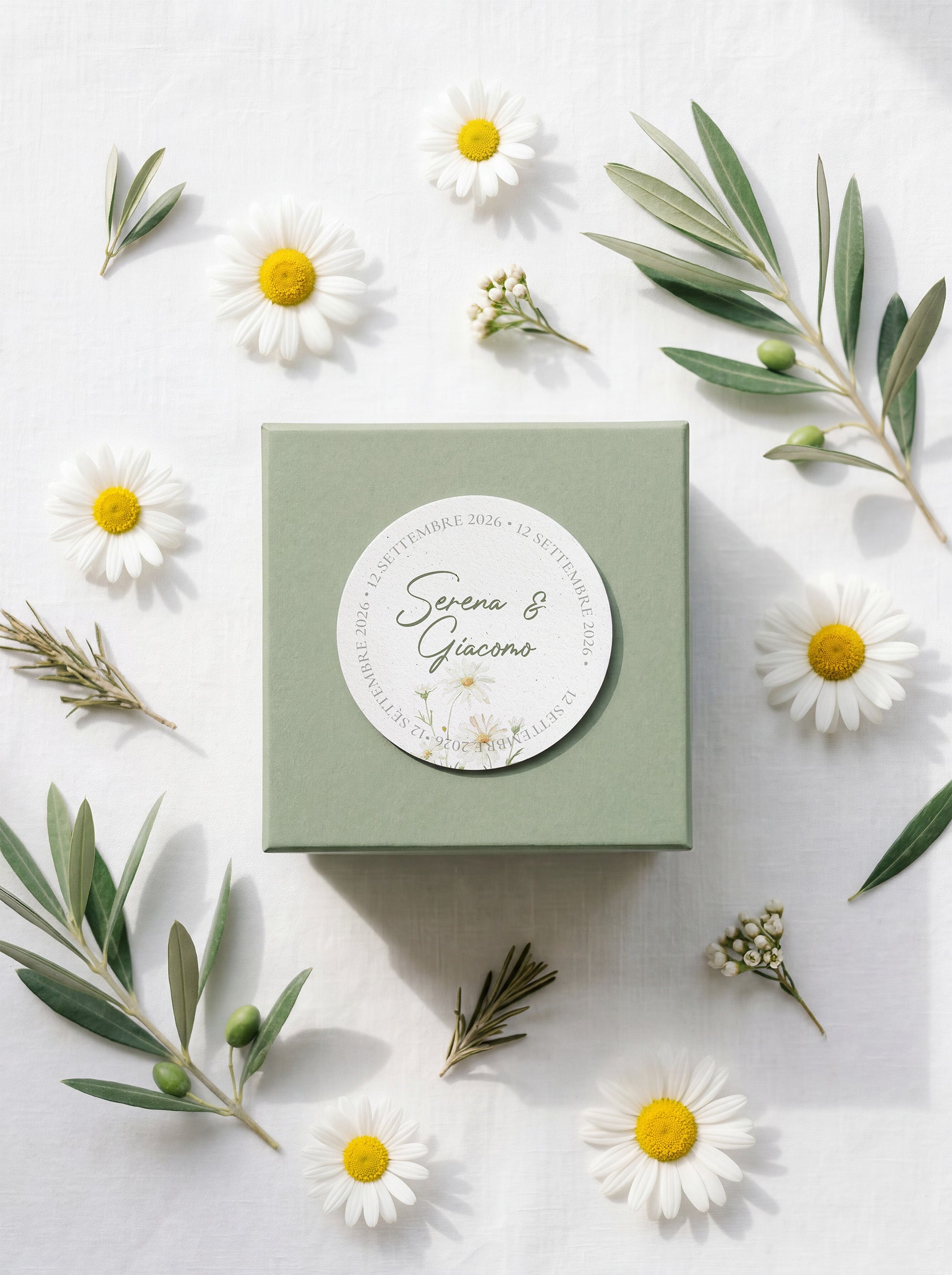 Adesivo tondo per scatoline - Daisy