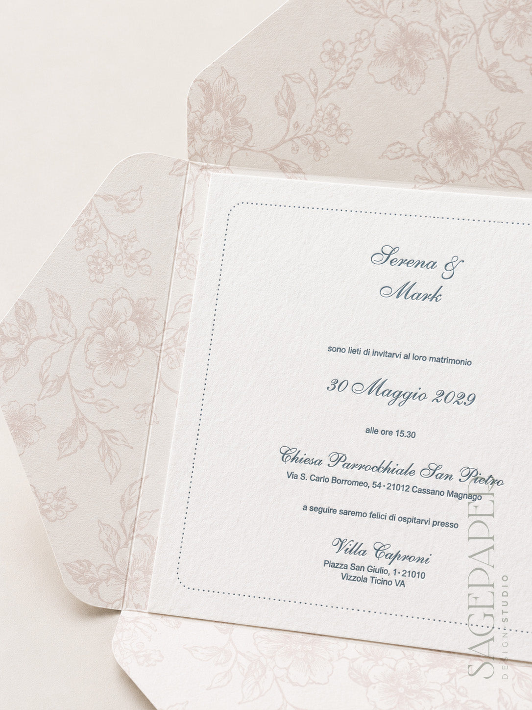 Partecipazione Quadrata Rose Bloom