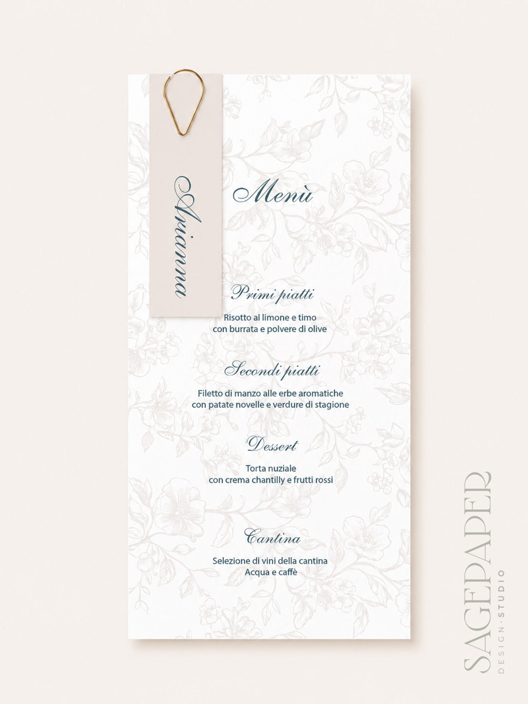 Menù con Segnaposto Rose Bloom