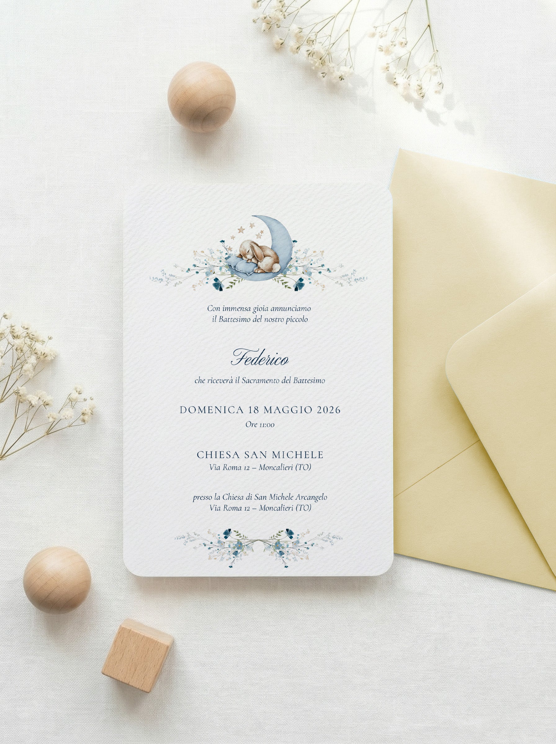 Invito Battesimo - Night Bunny