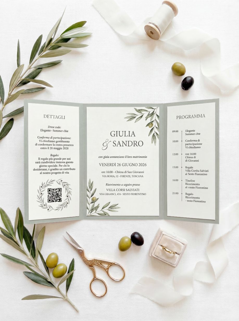 Partecipazione di matrimonio Olive