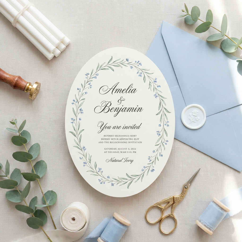 Partecipazione di matrimonio Forget-Me Blue