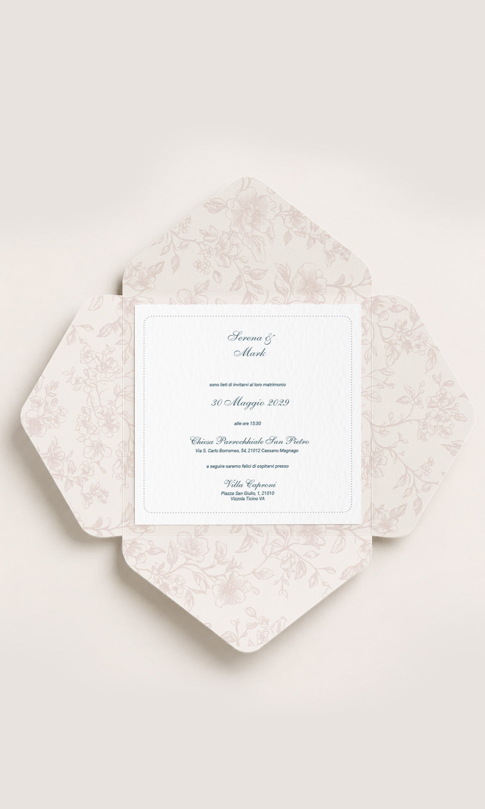 Partecipazione Quadrata Rose Bloom