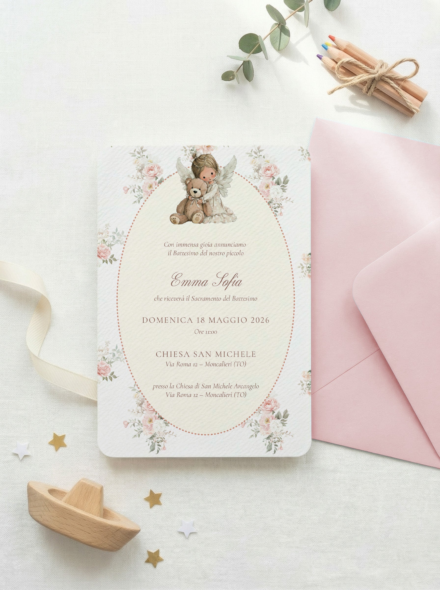 Invito Battesimo - Angel Blush