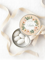 Scatolina Bomboniera Battesimo Floral Wreath con Confetti